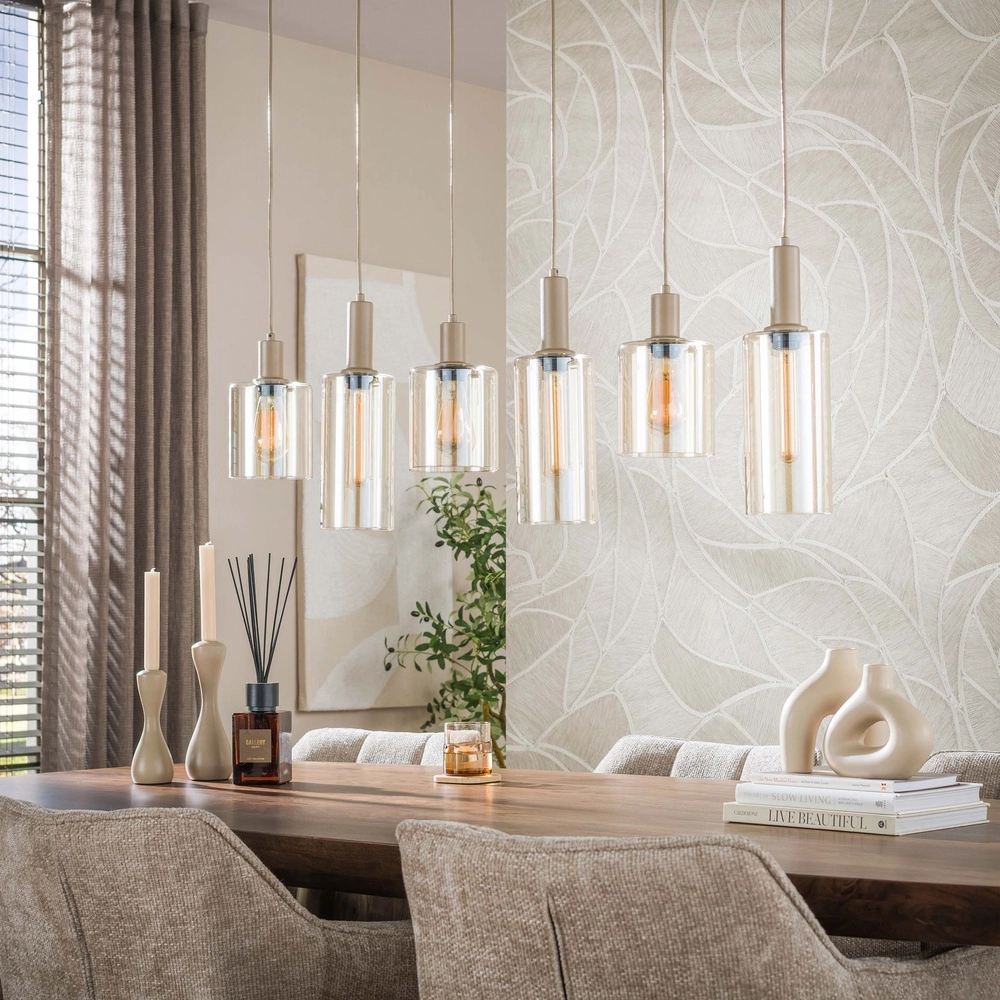 Design-Pendellampe Sepiora 6-helles Sandbraun Lyora 8716803515291