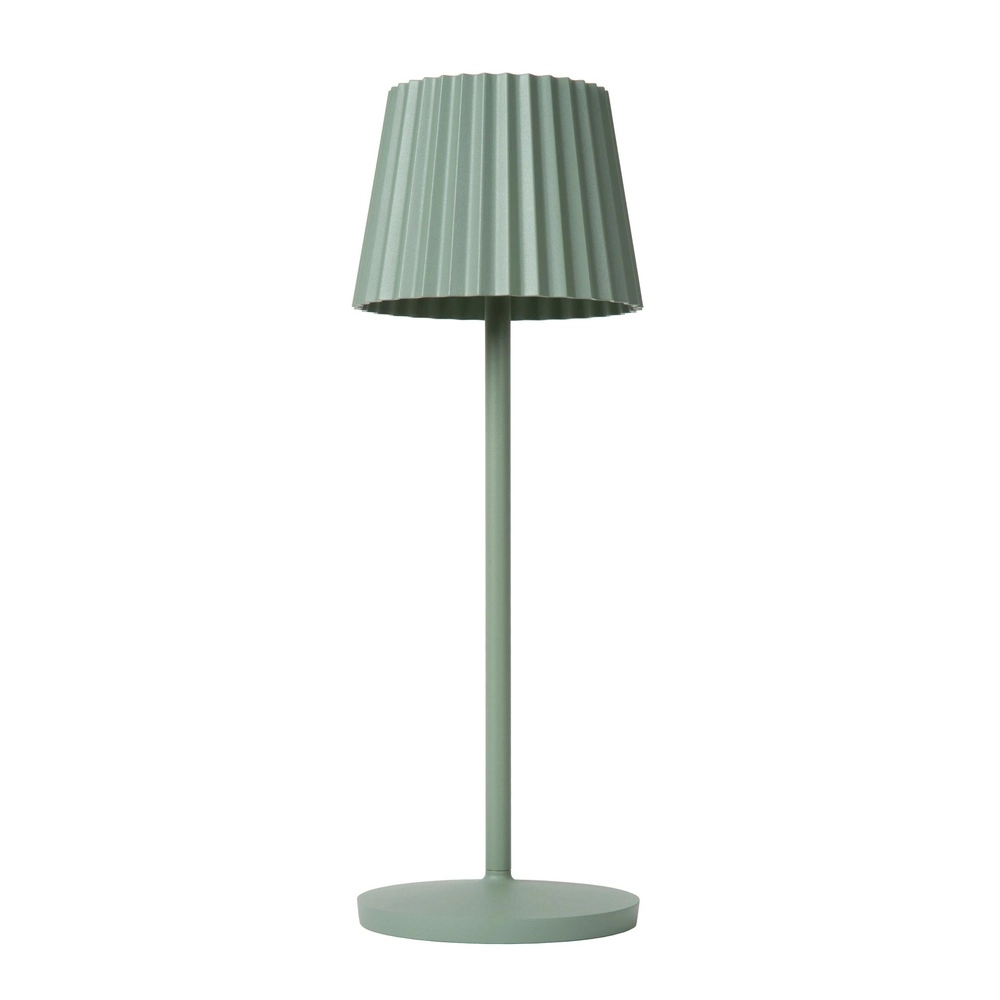 Wiederaufladbare Tischlampe Justine Grün mit Ladestation