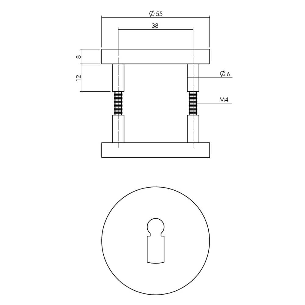 Schlüssel-Rosette Tira Aluminium Schwarz Intersteel 8714186492208