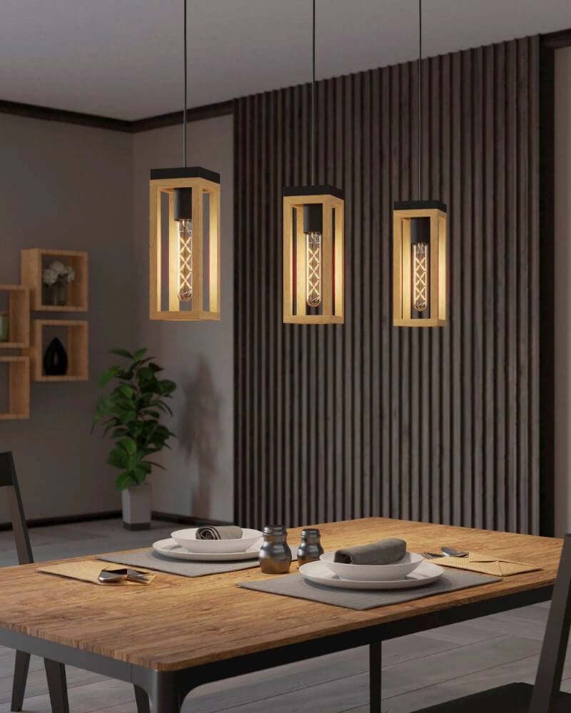 Esstischlampe aus Holz Nafferton Eglo 9002759437442