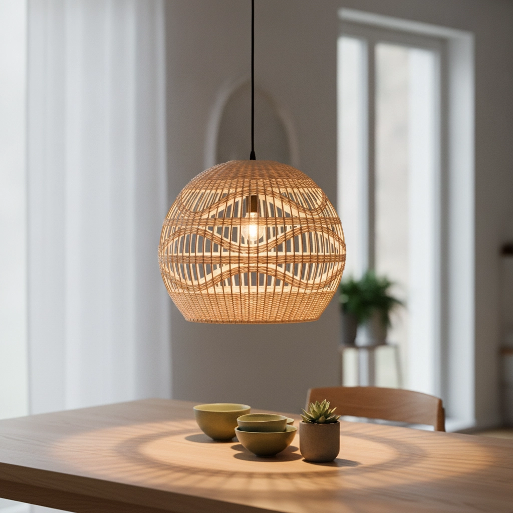 Rattan Pendelleuchte Marlo Ø 48,5cm Kugel