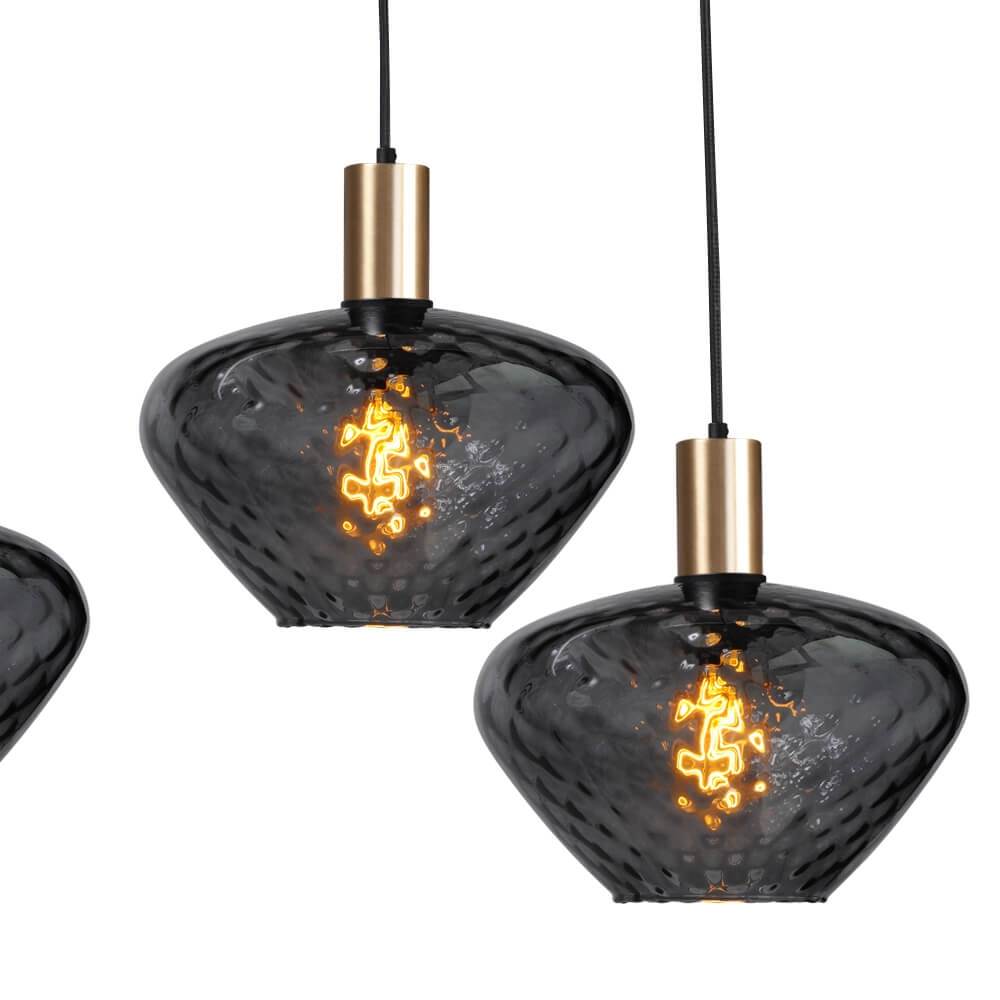 6-flammige Hängelampe - Gold - Porto mit Blossom-Rauchgläsern Masterlight 8718121270524
