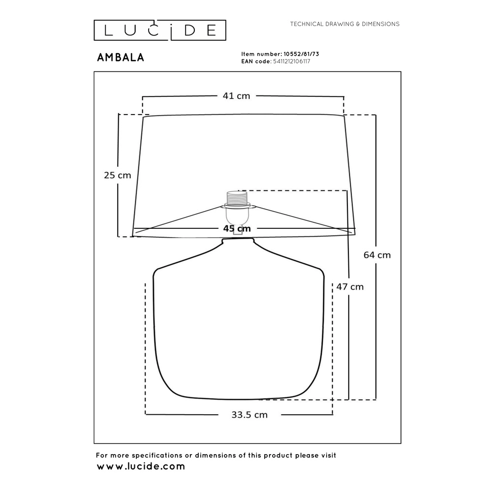 Tischlampe Ambala Ø 45 cm – Seegrasbraun Premium by Lucide 5411212106117