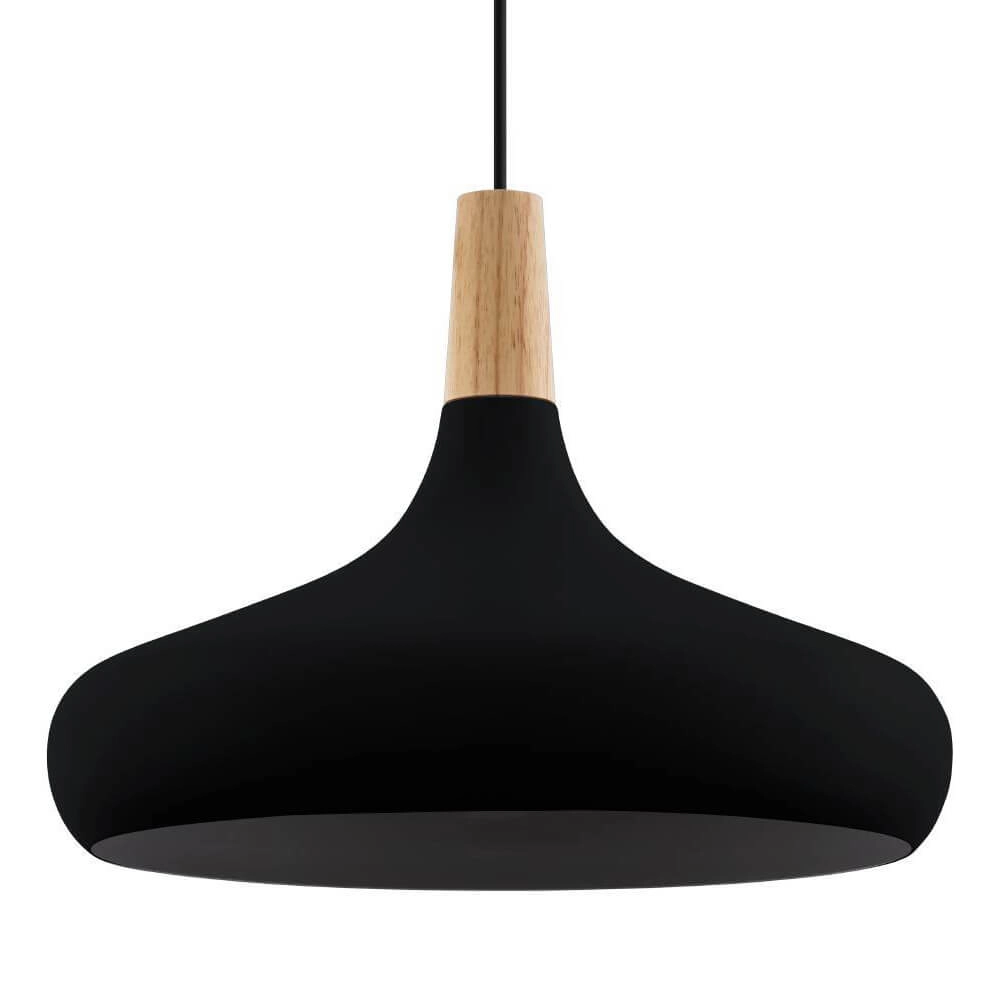 Schwarze Hängelampe Sabinar Ø 40cm mit Holz Eglo 9008606235797