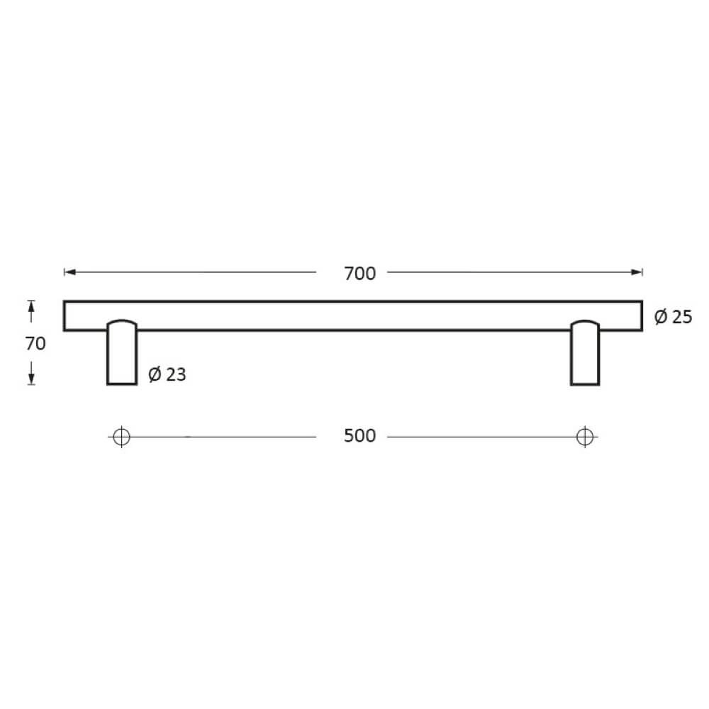 Türgriffe T-Form Gripon 70x7cm pro Paar Edelstahl Intersteel 8714186334201