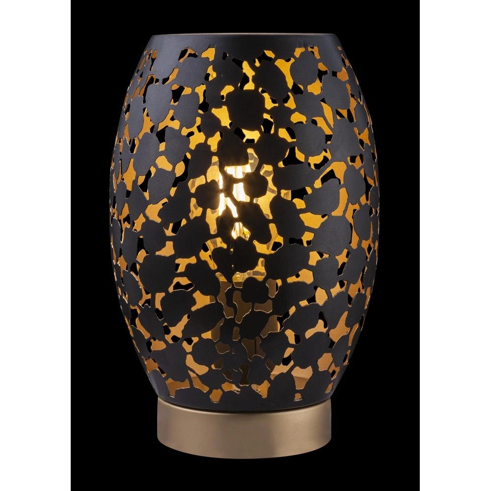 Tischlampe Narri Schwarz mit Gold – grobe Löcher Globo 9007371378555