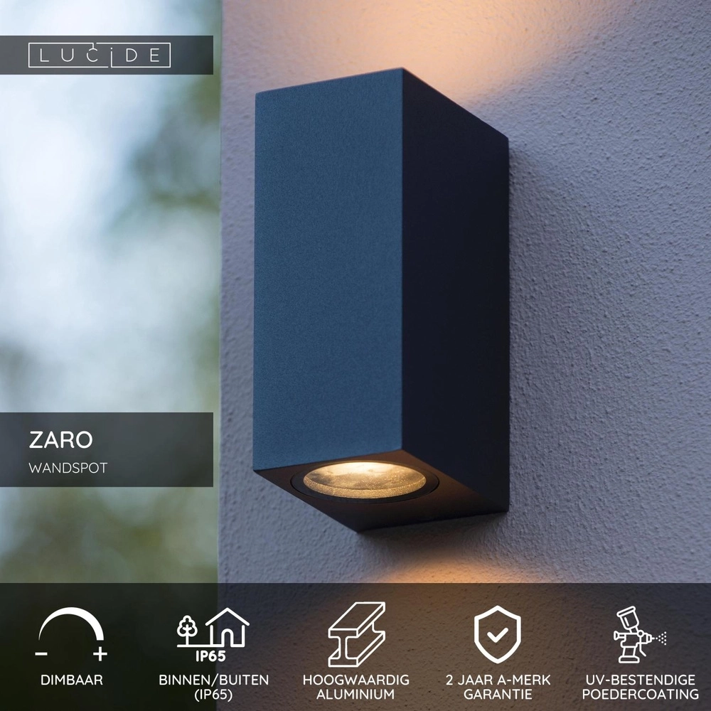 Design-Wandspot Zaro IP65 Up & Down schwarz Lucide 5411212690067