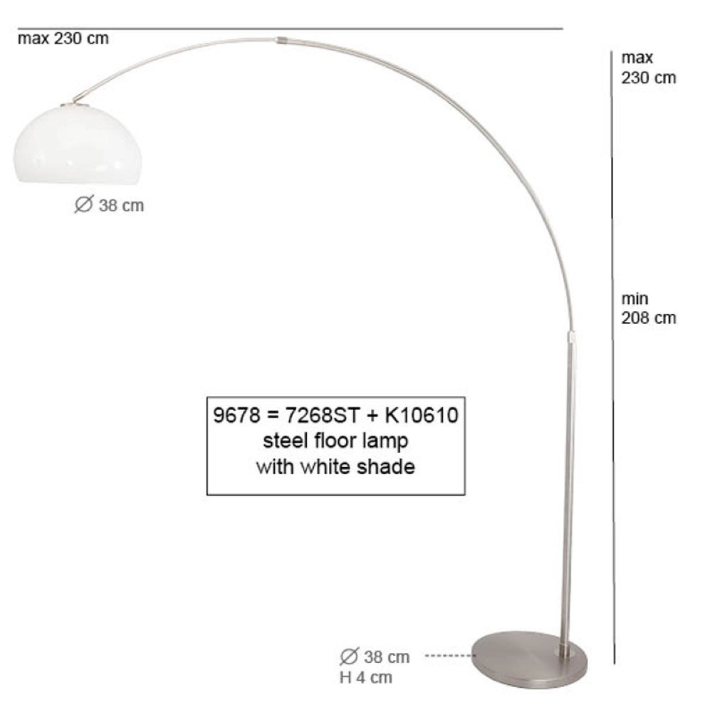 Bogenlampe Stresa Edelstahl mit weißem Lampenschirm Steinhauer 8712746092882