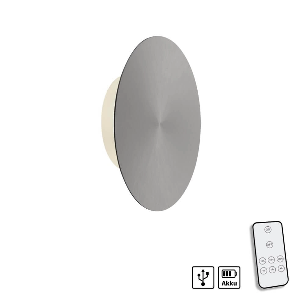 Design-Wandleuchte Akku Puntua Ø 18cm grau Paul Neuhaus 4012248372487