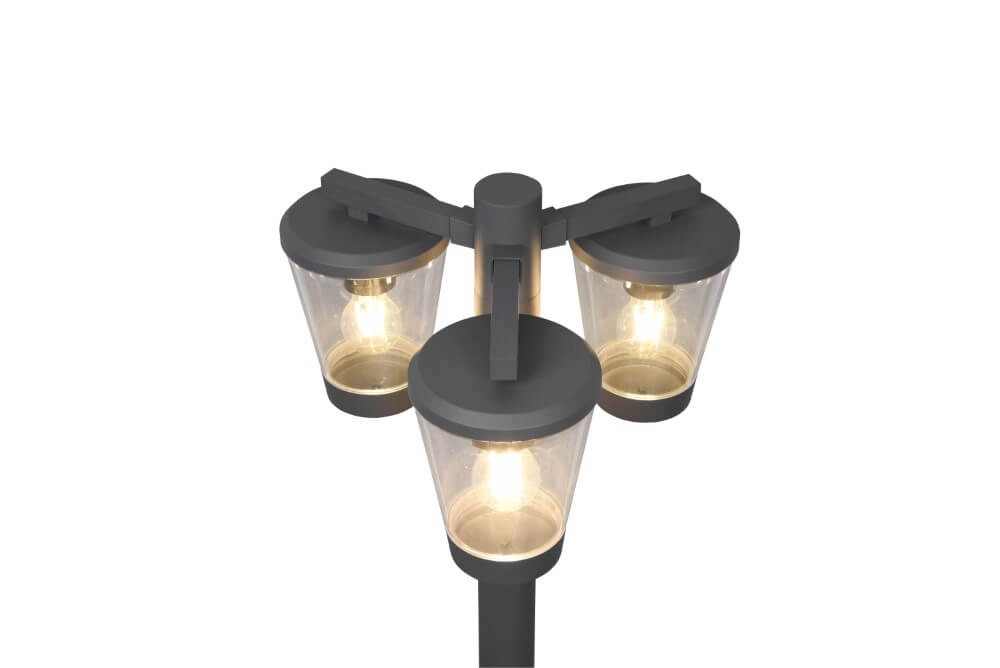Gartenlaterne Cavado 3-flammig, 220 cm, Anthrazit Trio 4017807506228
