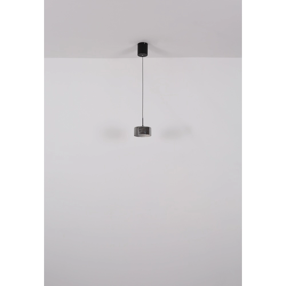 Design-Pendellampe Fogsy Einzelne schwarze mit Rauchglas Globo 9007371450381
