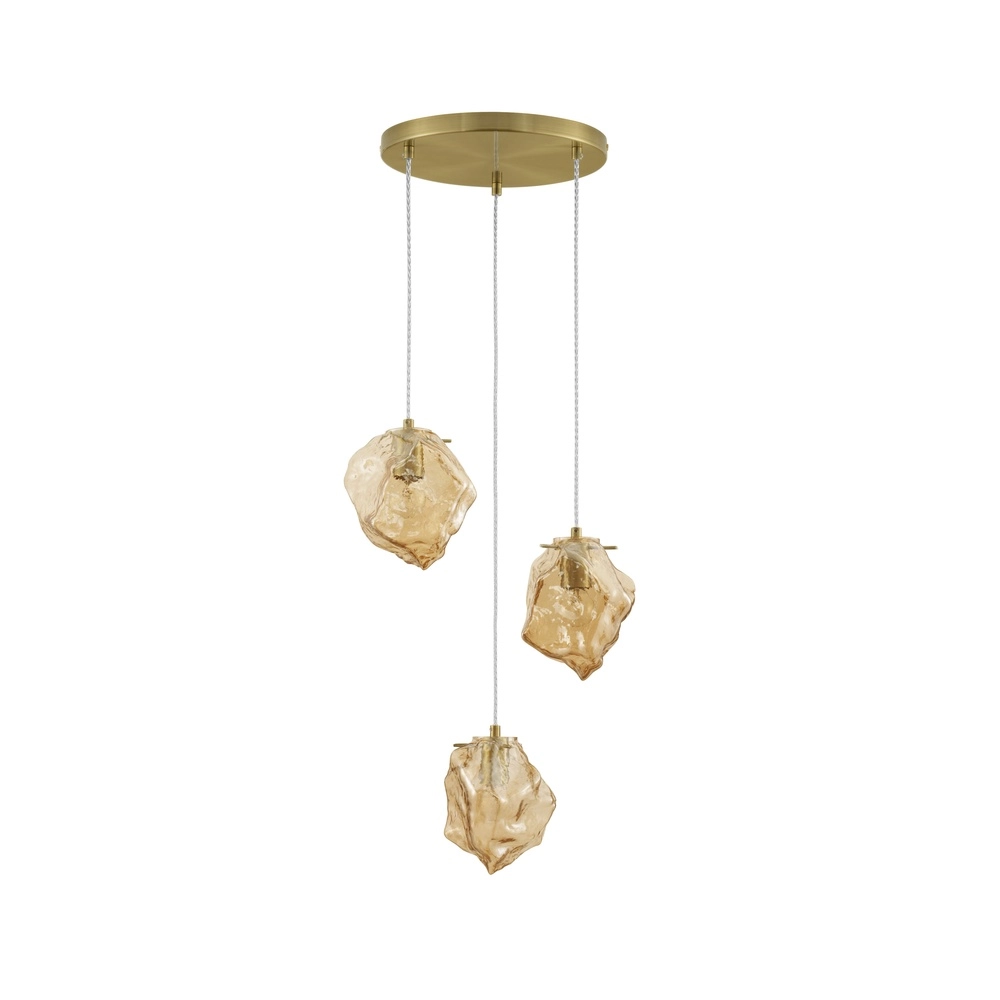 Pendelleuchte Odelle 3-flammiges Gold mit Braunglas Lyora 5212017434395