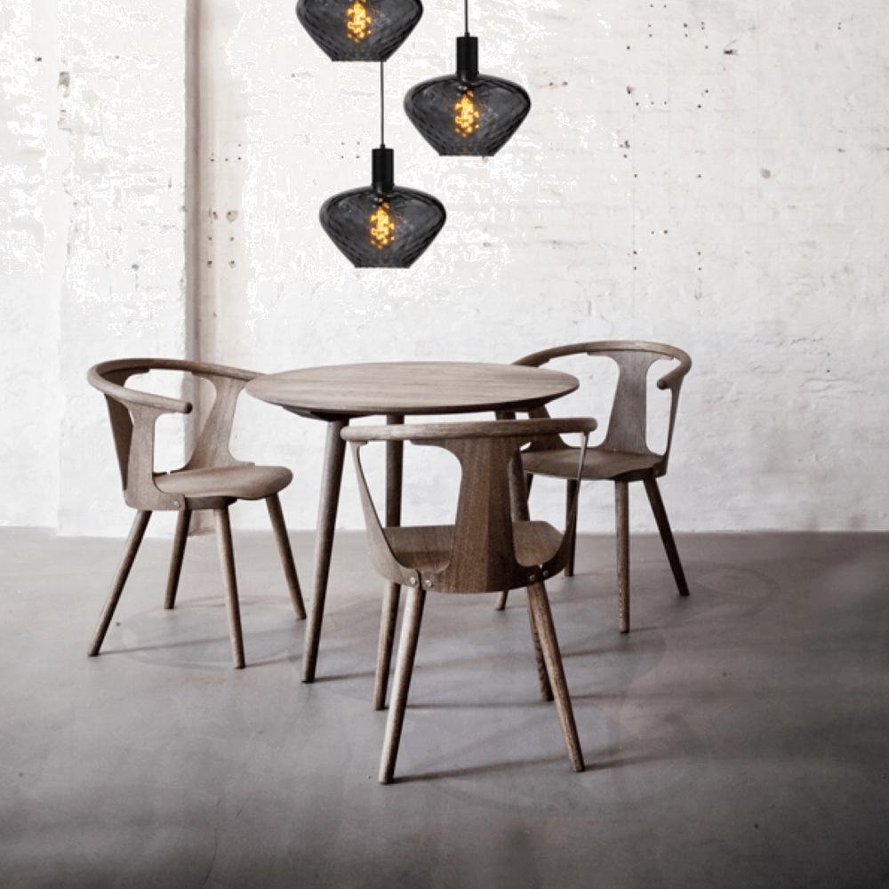 3-flammige Loft-Hängelampe - Schwarz - Porto mit Blossom-Rauchgläsern Masterlight 8718121270814