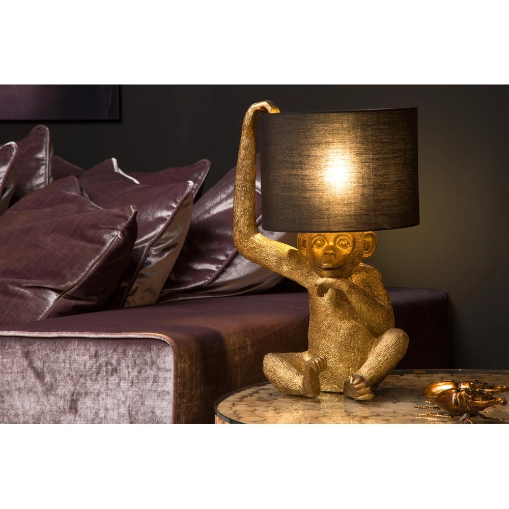 Tischlampe Extravaganza Chimp Affe Schwarz mit Gold Lucide 5411212105325