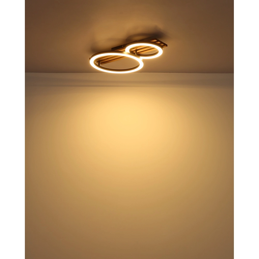 Deckenlampe Tisha 2 schwarze Ringe mit Holz Globo 9007371525577