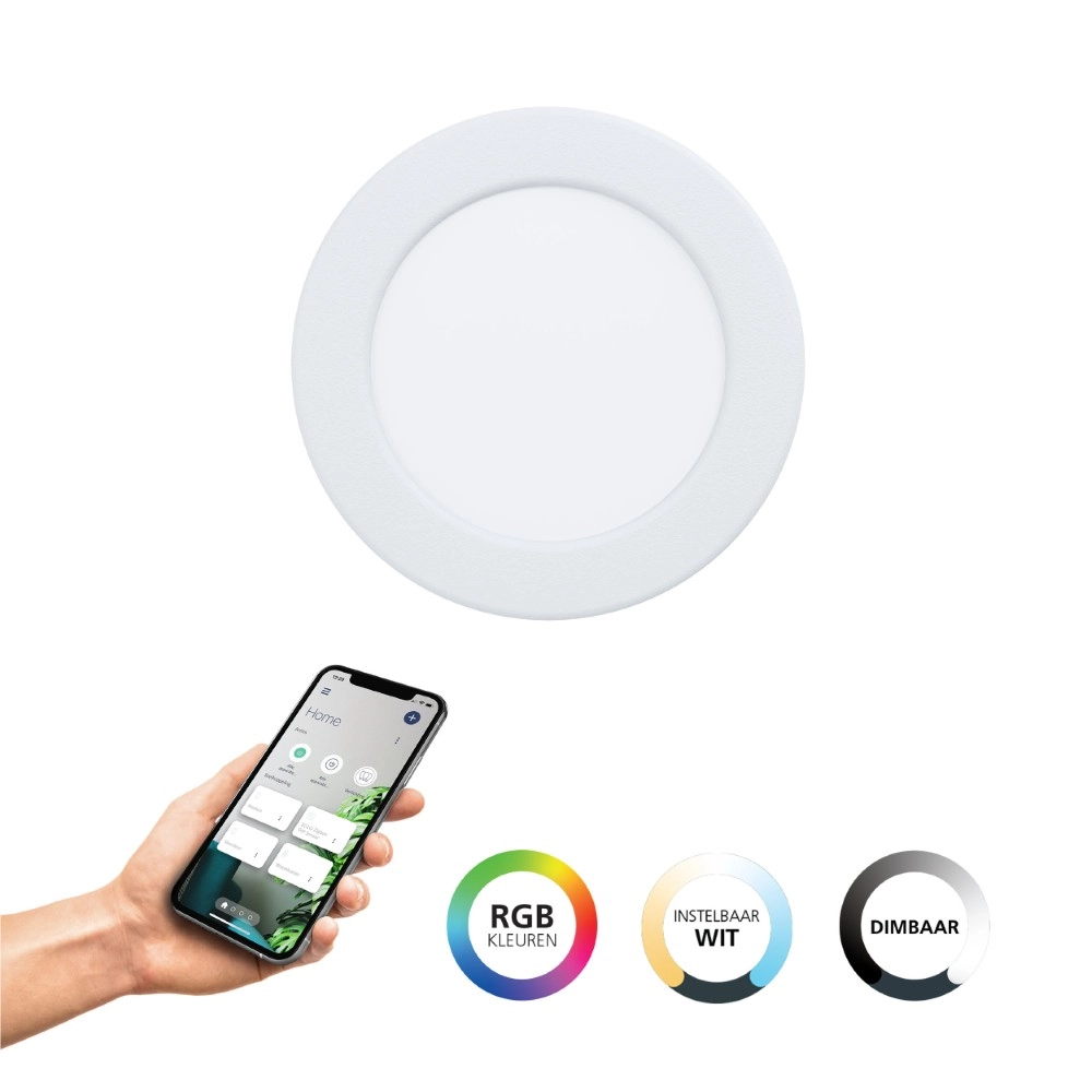 IP44-Einbaulampe Fueva 6-Z Zigbee – weiß – Ø 12 cm Eglo 9008606331000