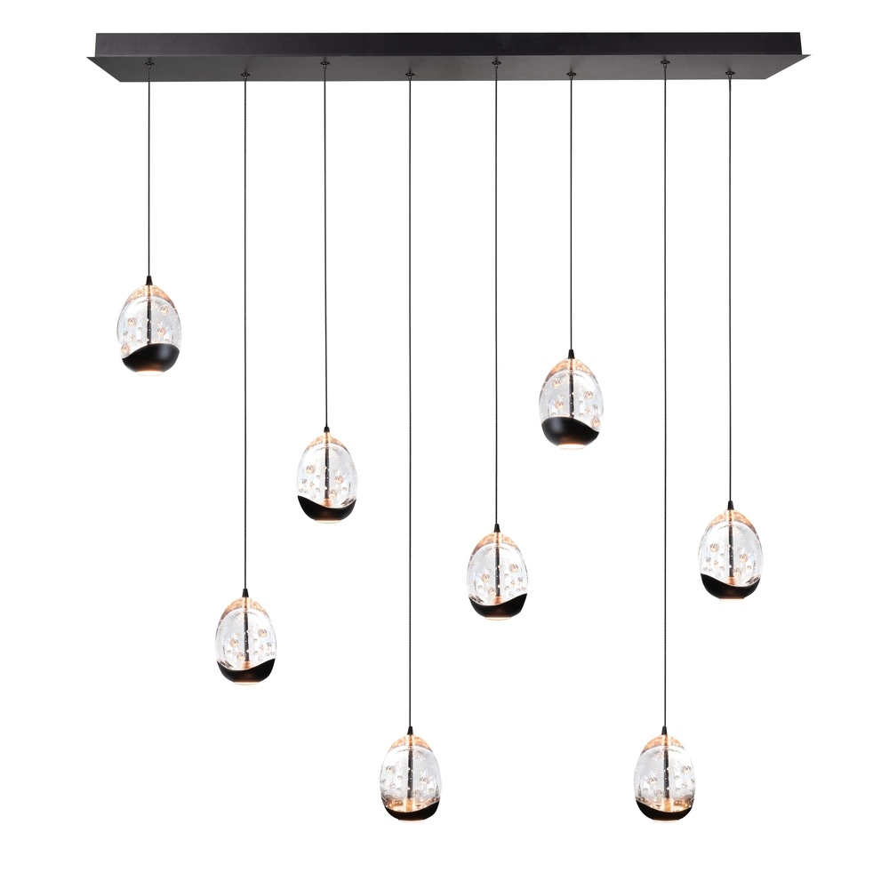 Pendelleuchte Clear Egg schwarz 8-flammig gerade