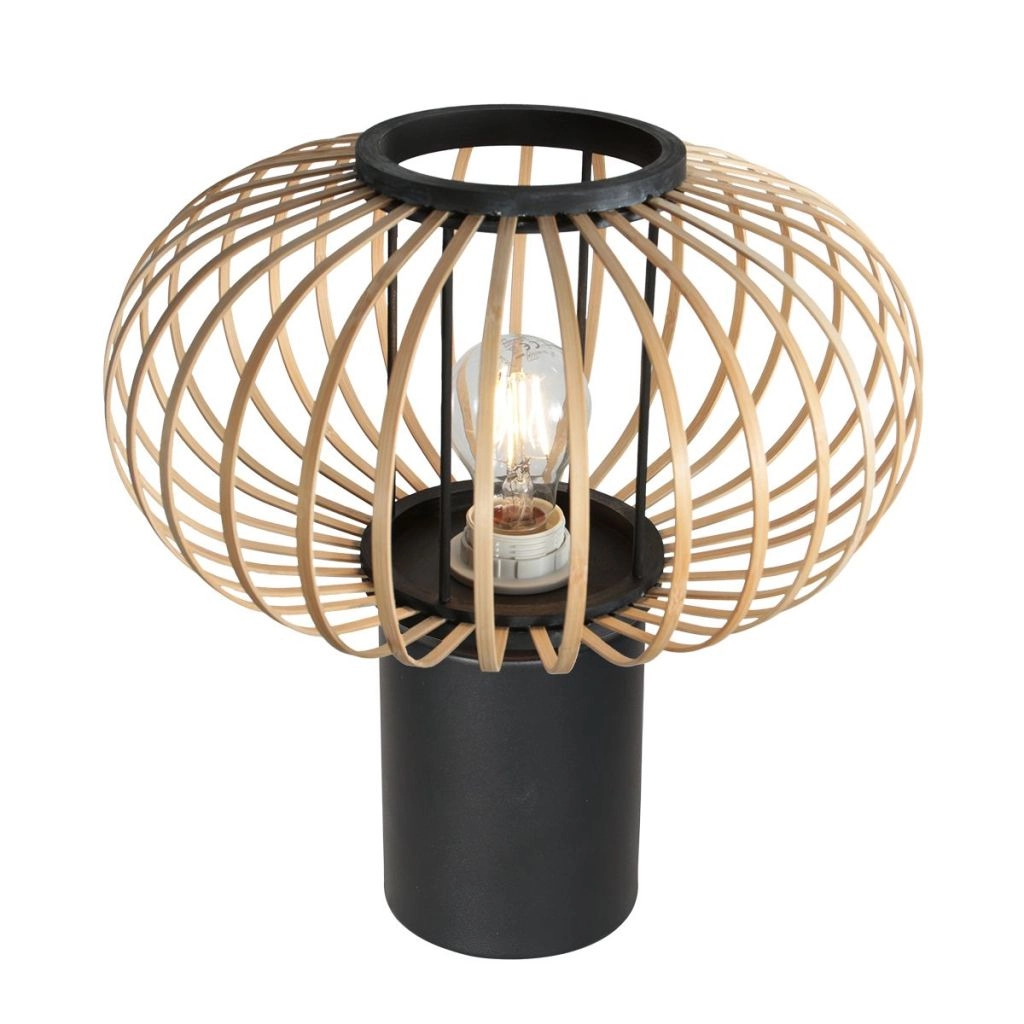 Tischlampe Silva mit Bambusschatten Ø31 cm