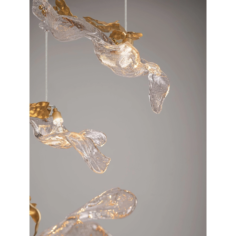 Goldene Pendellampe Avesa mit klarem Glas Ø 100 cm Lyora 5212063500440