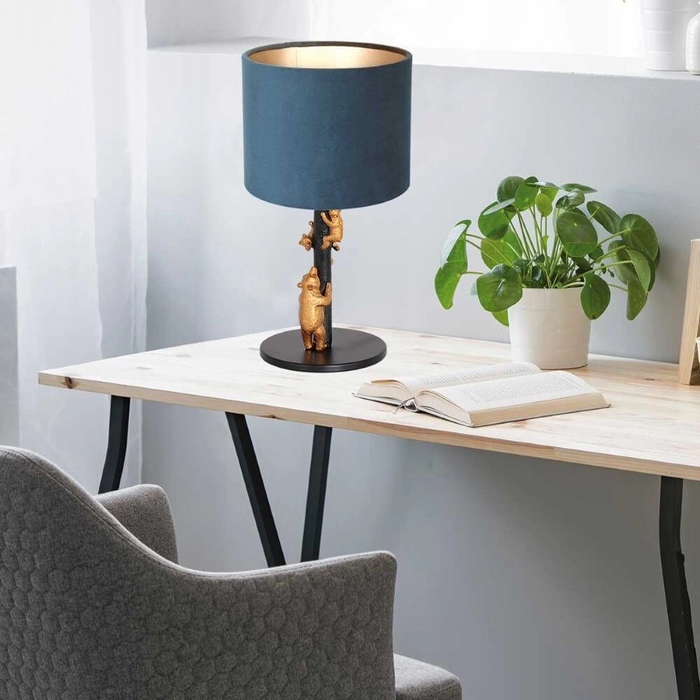 Designer-Tischlampe Animaux mit blauem Samt Steinhauer 8712746151923