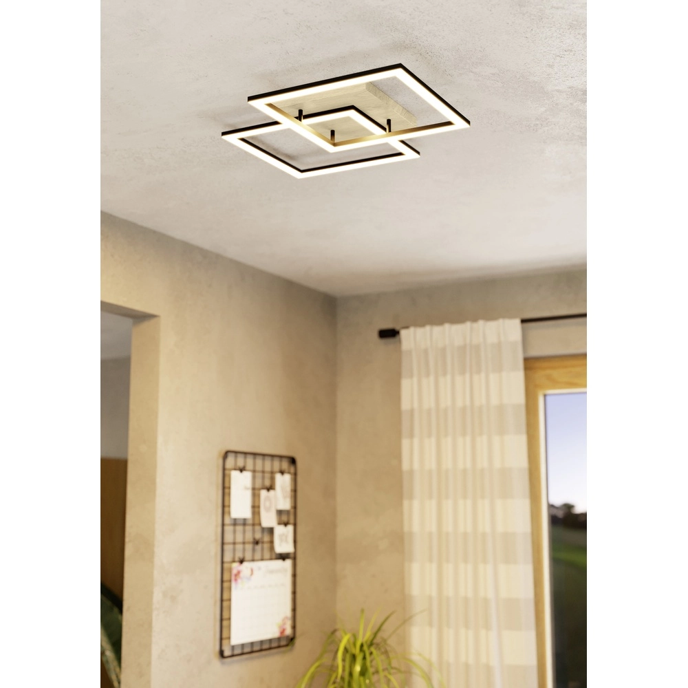 Zigbee-Deckenlampe Lomaltas-Z Schwarz mit Holzoptik – quadratisch Eglo 9008606327904