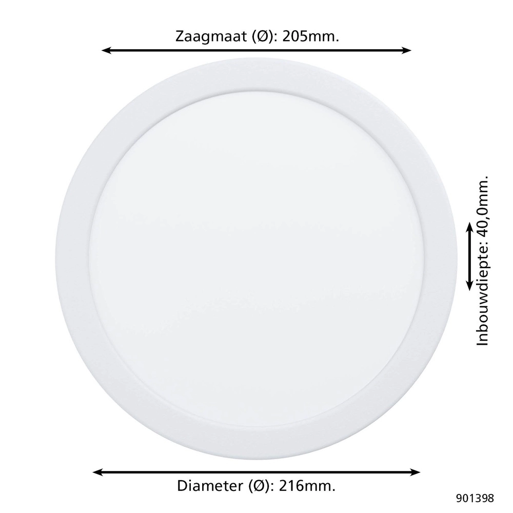 Einbaulampe Fueva 6 rund – weiß – Ø 21,6 cm Eglo 9008606330782