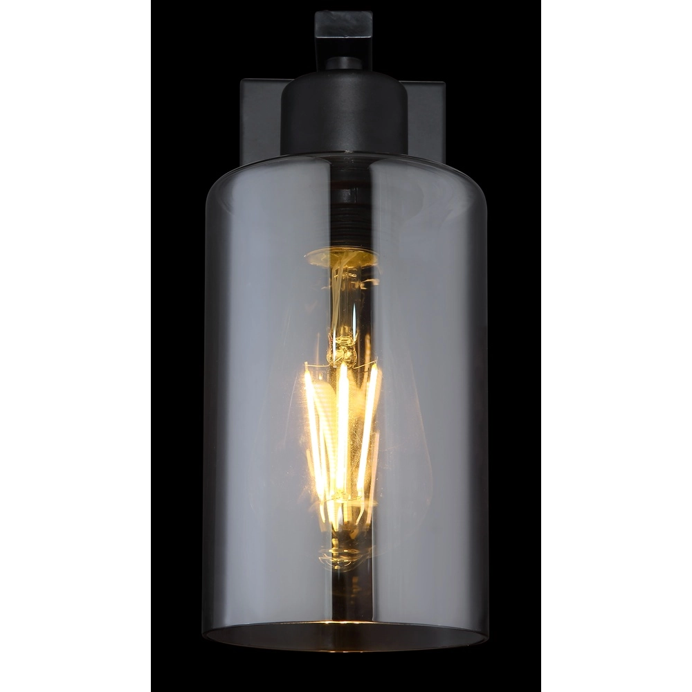 Schwarze Wandlampe Hadera mit Rauchglas Globo 9007371402847