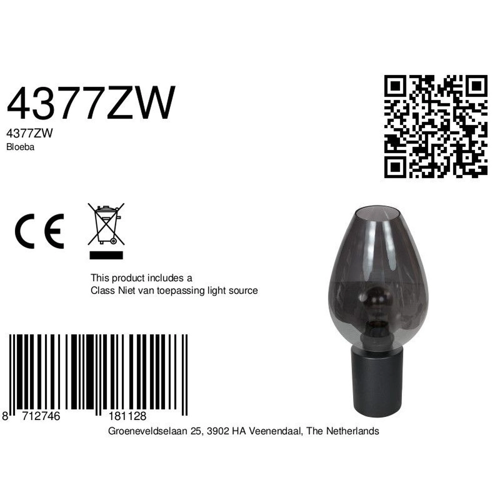 Tischlampe Bloeba Rauchglas Ø 22,5cm Steinhauer 8712746181128