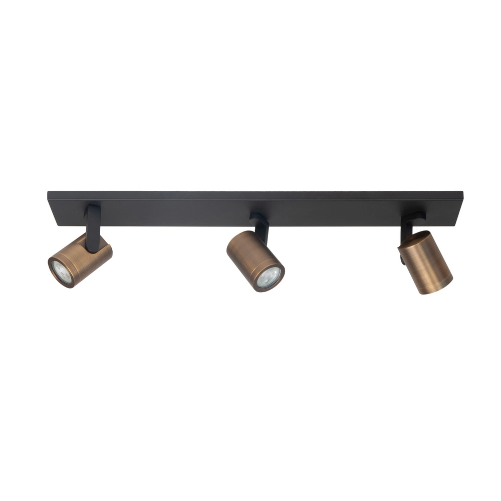 Aufputz-Spot Halo Spot Schwarz mit Kupferbronze 3-flammig gerade