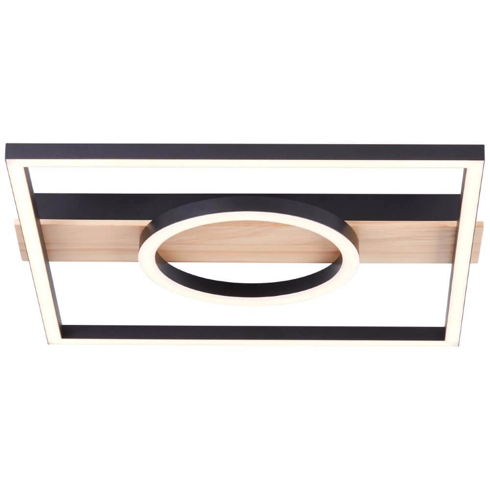 Deckenleuchte Maureen 40 x 40 cm schwarz mit Holz