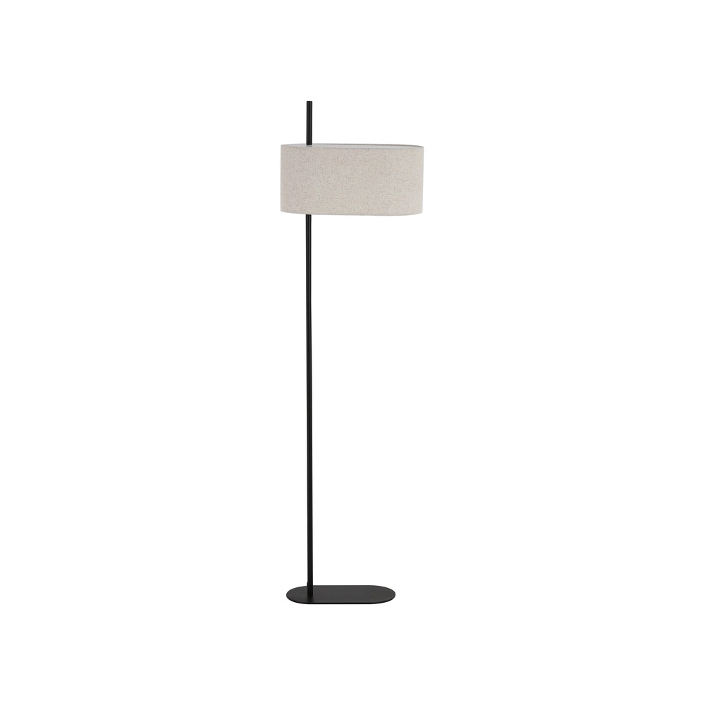 Stehlampe Hessian schwarz mit Leinenschirm