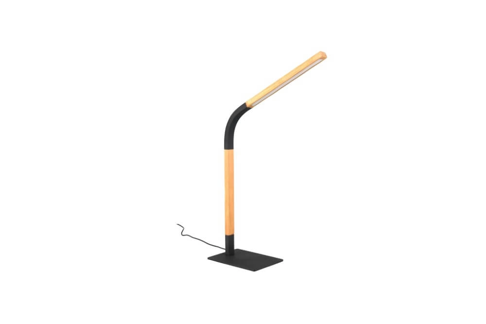 Flexible Tischleuchte Norris schwarz mit Holz Trio 4017807599992
