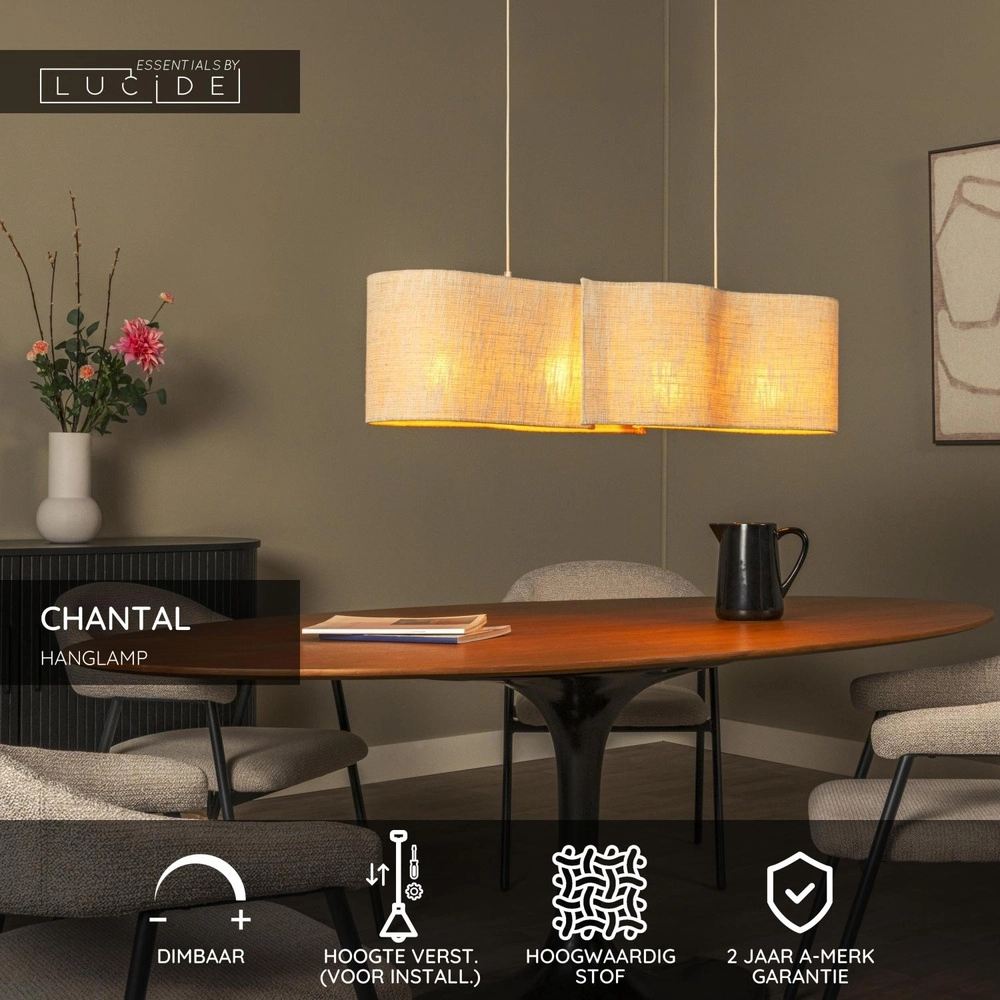 Organische Pendellampe Chantal 4-Licht Beige Lucide 5411212510105