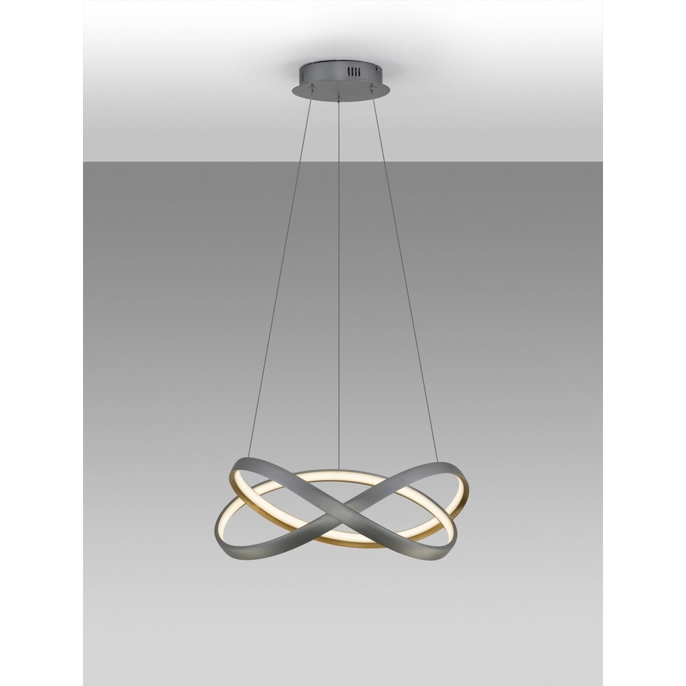 Design-Pendelleuchte Odrey silbergrau mit gold Lyora 5212017444745