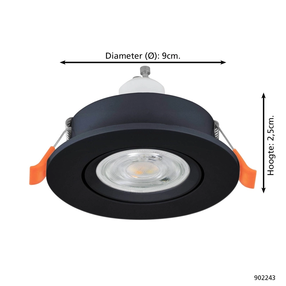 Einbaustrahler Barranco schwarz Ø 9cm - 4,5W - 3000K Eglo 9008606359226