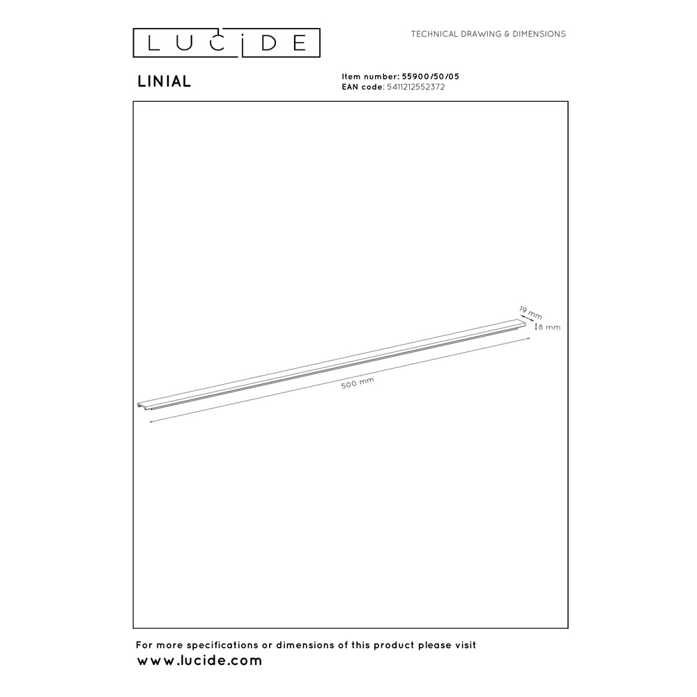 Schienenabdeckung einphasig Linial 50 cm Champagner Premium by Lucide 5411212552372