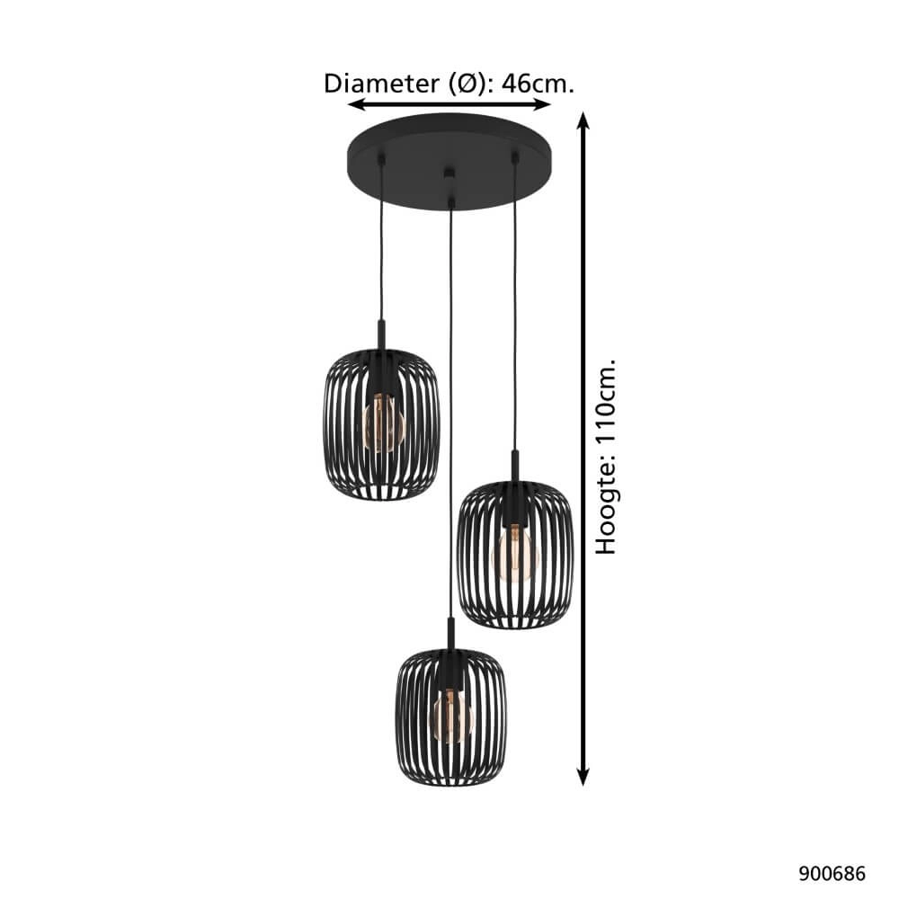 Schwarze Hängelampe Romazzina 3-flammig Eglo 9008606258567