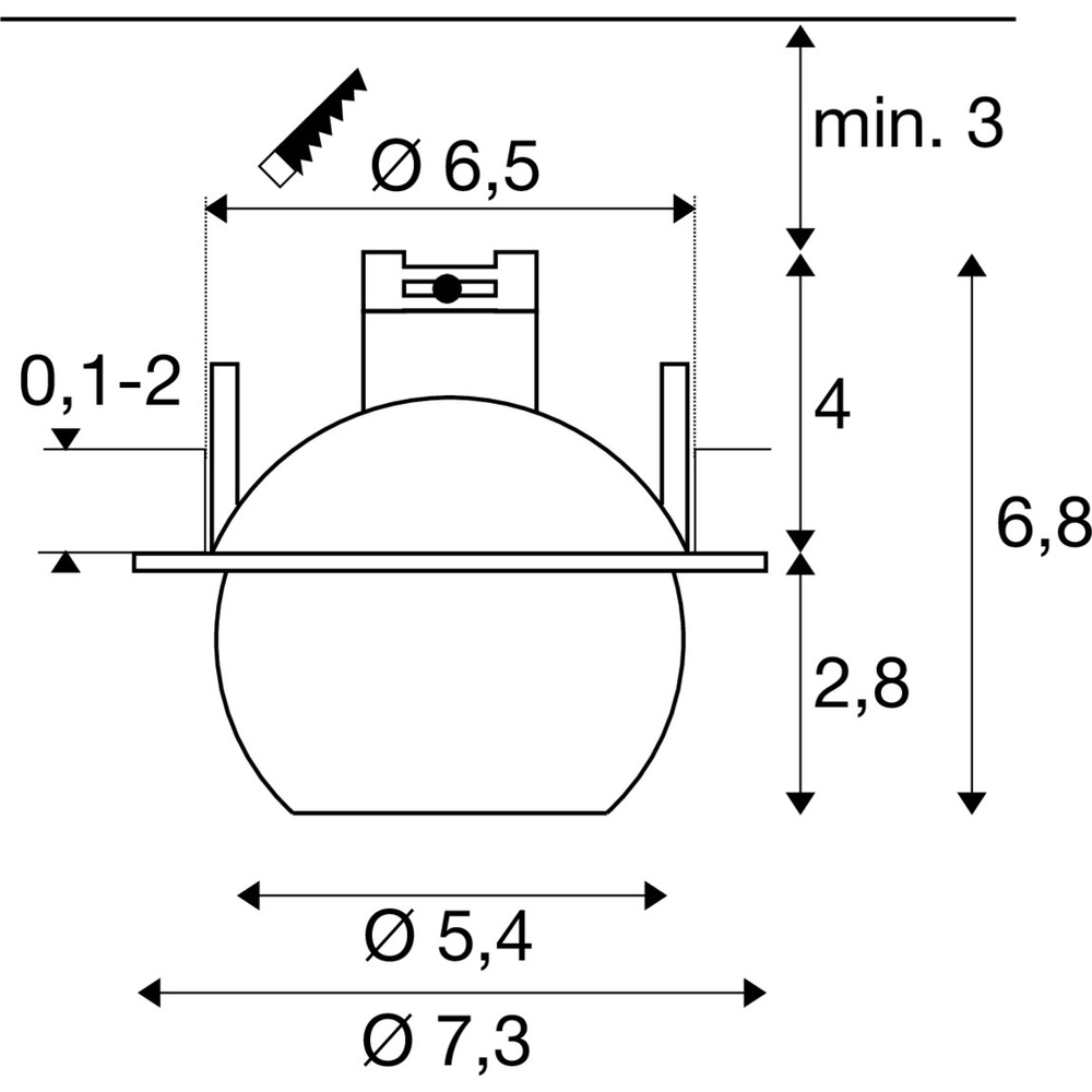 Einbaustrahler Dysko weiß mit schwarz SLV 4024163316705