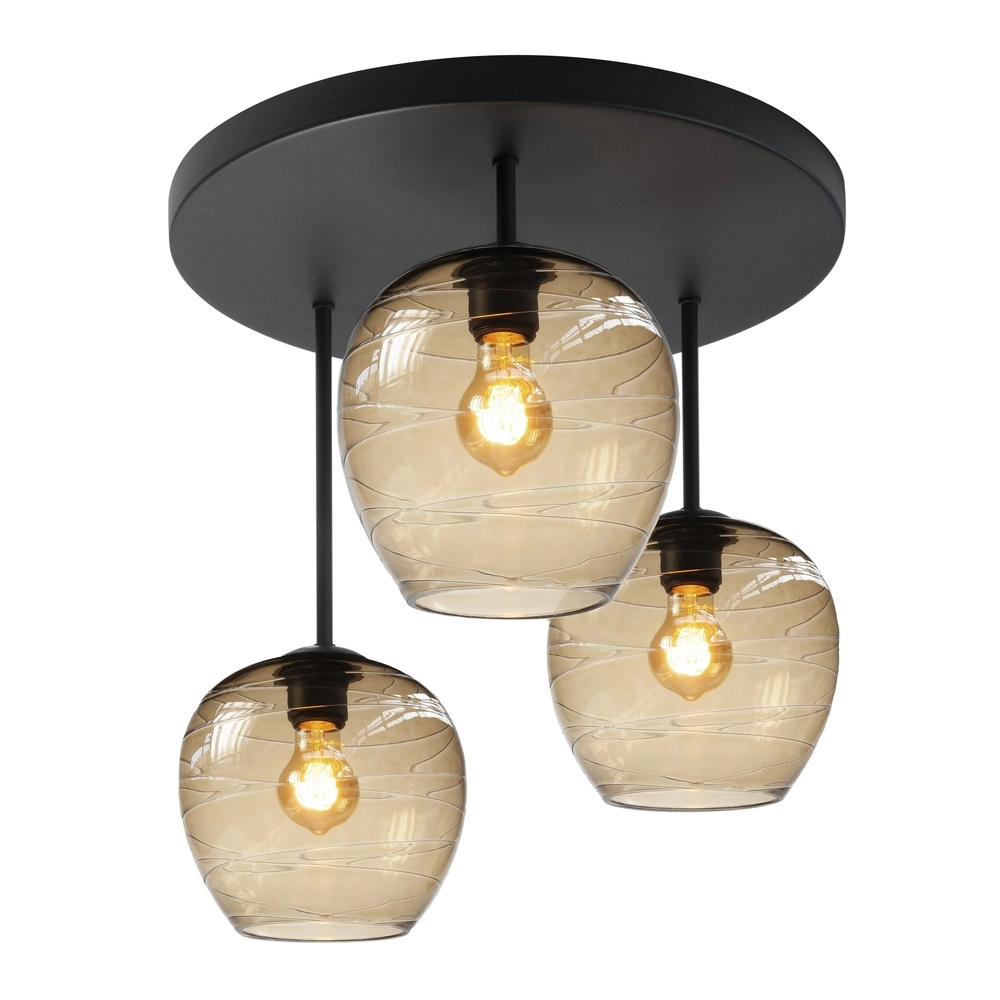 Deckenlampe Fantasy 3-flammig schwarz mit Goldglas
