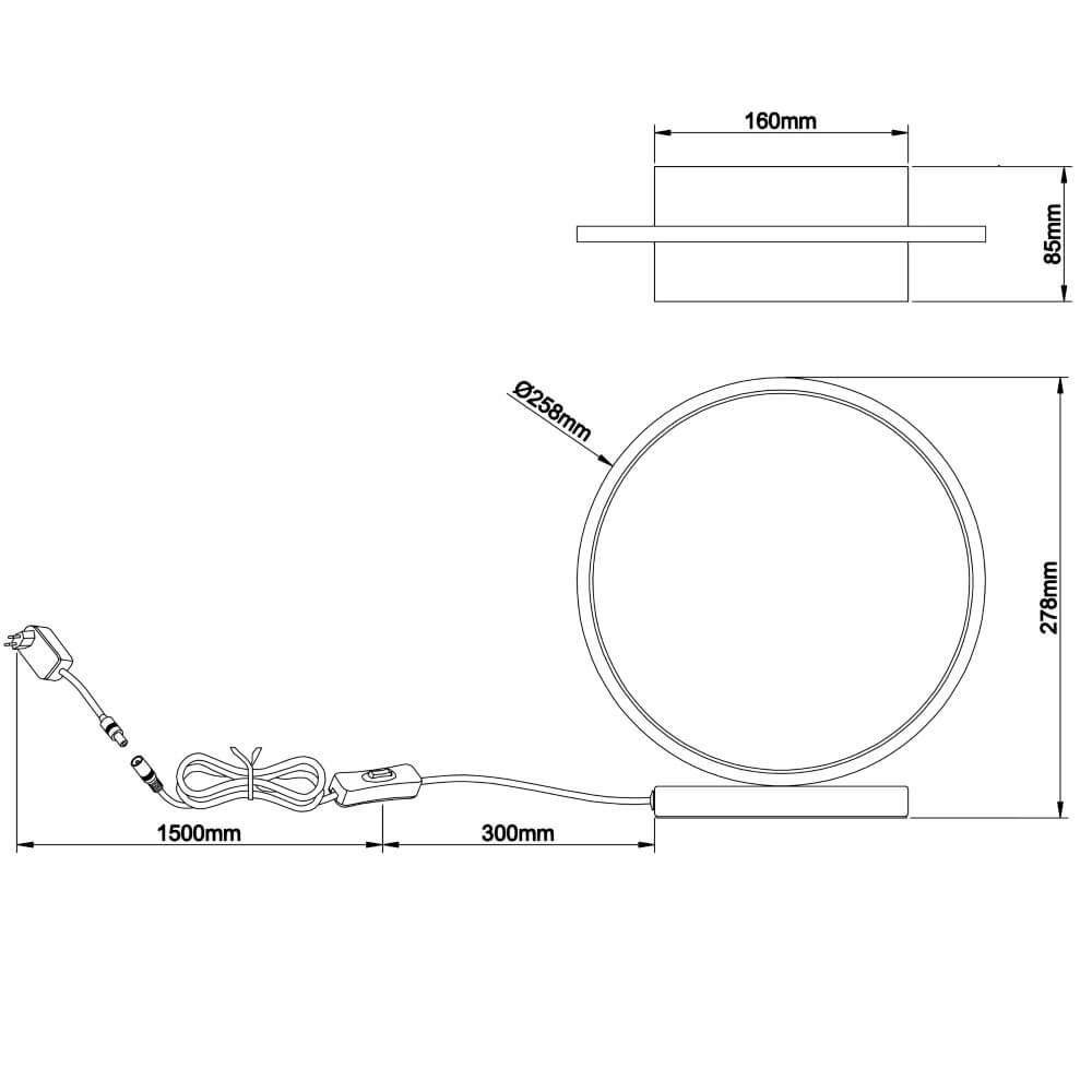 Tischlampe Chaumont rund schwarz Brilliant 4004353414985