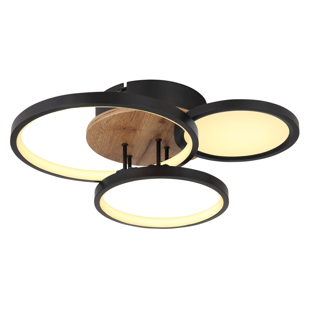 Schwarze Deckenlampe Sid Design mit Holz