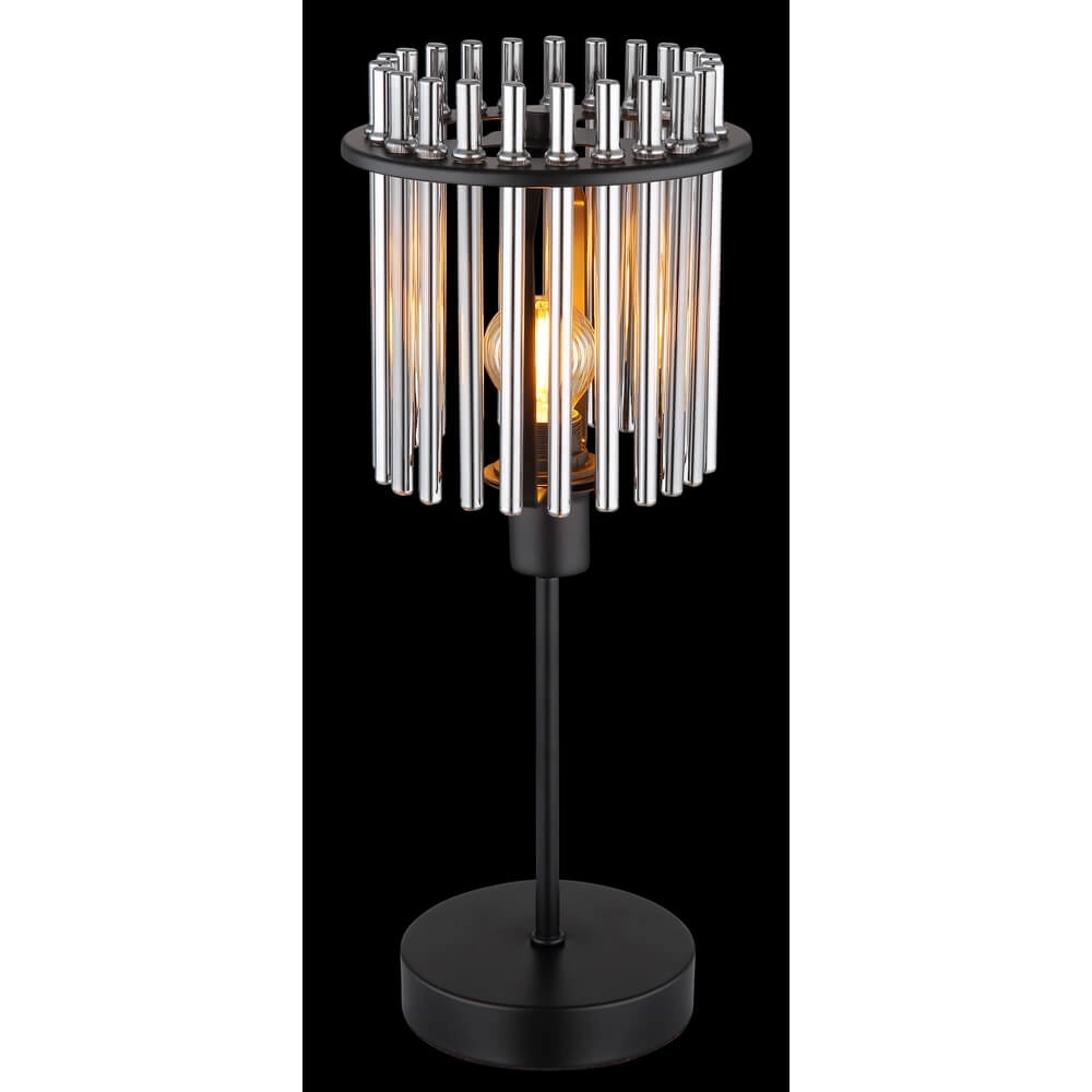 Schwarze Tischleuchte Gorley mit Rauchglas Ø 15cm Globo 9007371454181