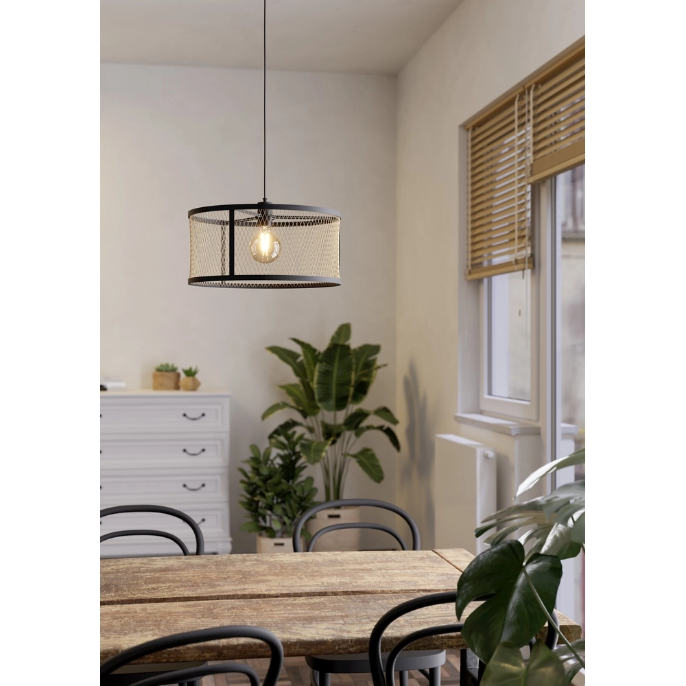 Essaal-Pendellampe Dellow Ø 45cm – schwarz mit Gold Eglo 9002759436049