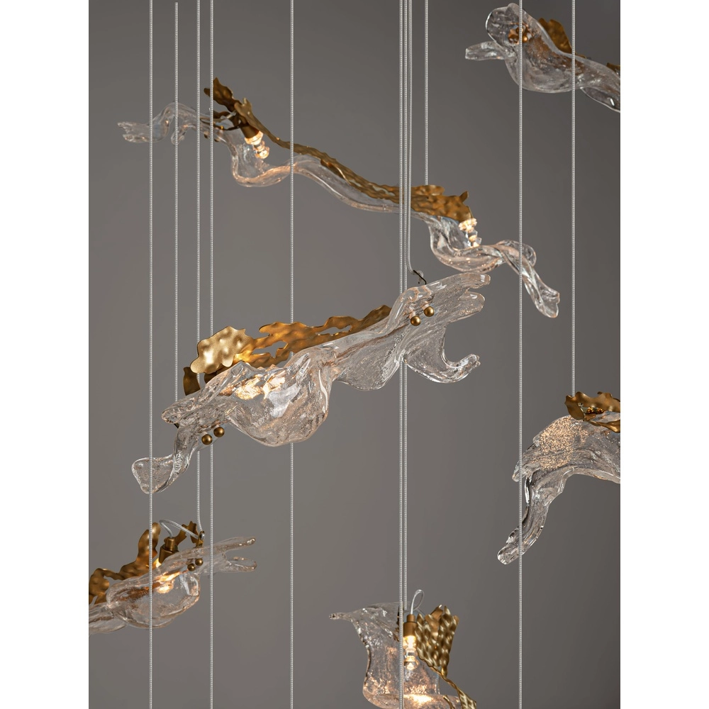 Goldene Pendellampe Avesa mit klarem Glas Ø 100 cm Lyora 5212063500440