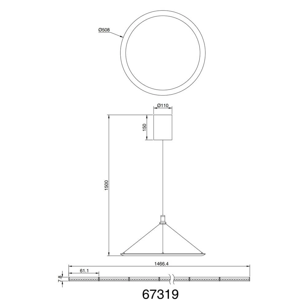 Schwarze Pendelleuchte Suna Ø 50,8cm Globo 9007371456383