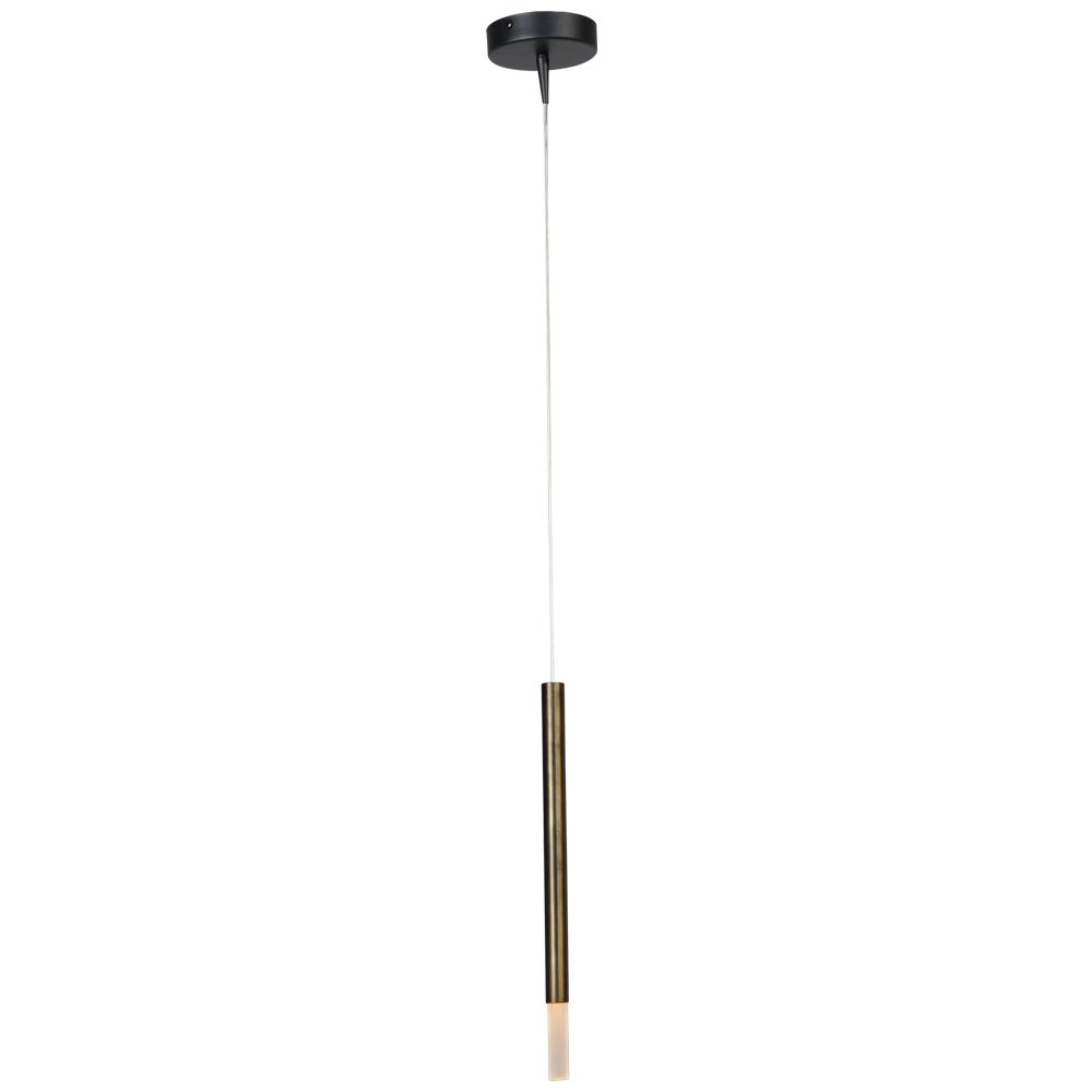 Schwarze Hängelampe Flute mit Goldzylinder