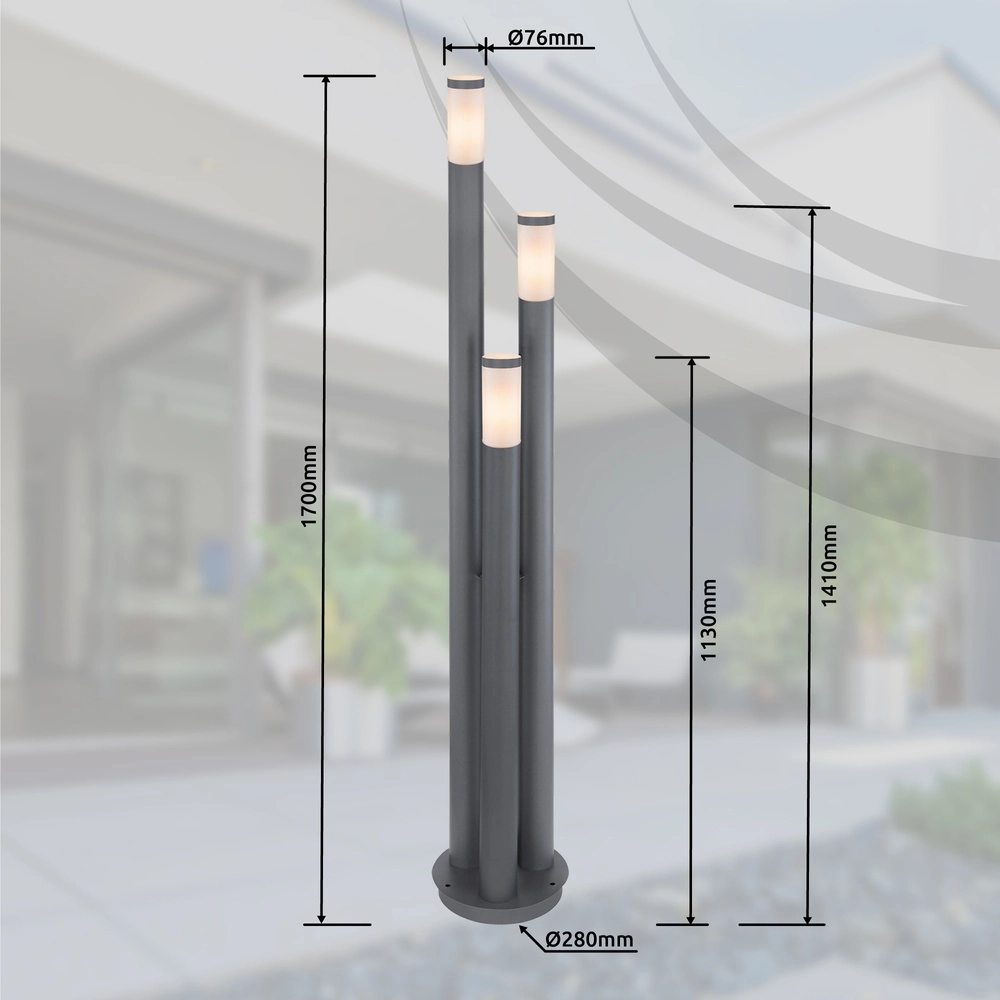 3-Licht-Gartenlampe Boston Anthrazit Globo 9007371414727