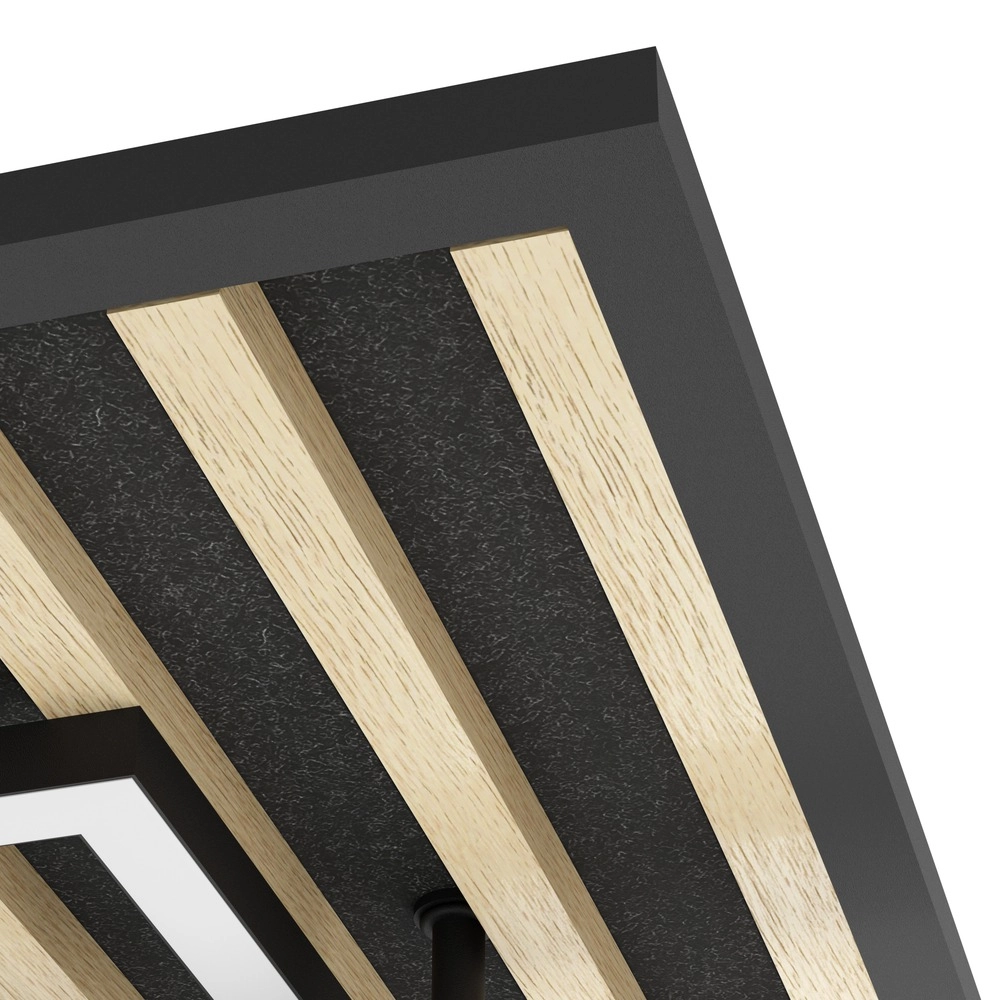 Moderne Deckenlampe Cembrano Schwarz quadratisch mit Holz Eglo 9008606388127