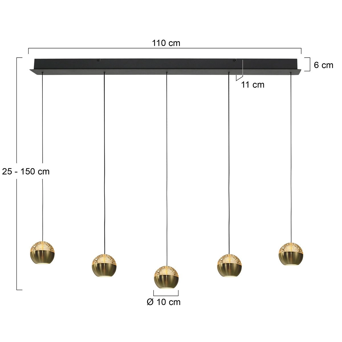 5-Licht Esstisch-Pendellampe Belluno LED – Messinggold mit Glas Steinhauer 8712746183894
