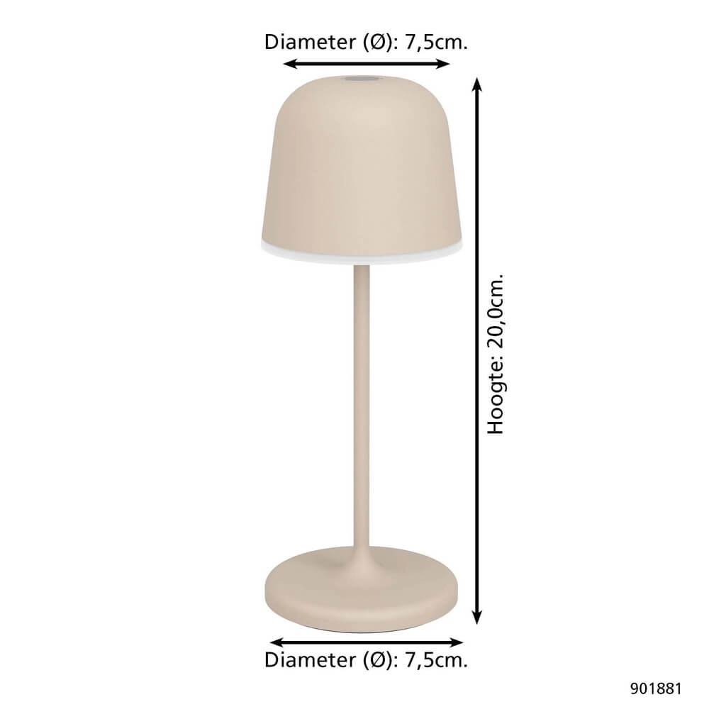 Tischlampe Mannera wiederaufladbar sand braun Eglo 9008606355549